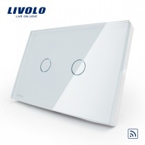 Acabamento de vidro para Interruptor Livolo com 2 botões - BRANCO - LMS-VL-BB-C8-C2-11