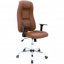 Cadeira Presidente para Escritório Giratória em Couríssimo - Marrom - Premium - LMS-BL-101008
