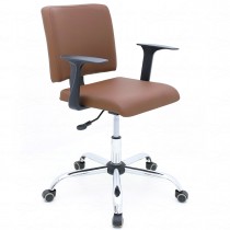 Cadeira Secretária Almofadada Giratória para Escritório - Marrom - Premium - LMS-BL-126040