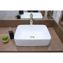Cuba de Apoio em Cerâmica para Lavabos e Banheiros - Branca - Premium - LMS-MK-1034