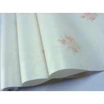 Papel de Parede - Branco com  Desenhos de Flores - Rolo com 10m x 53cm - LMS-PPY-YW81-54001