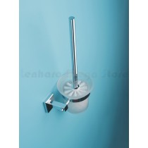 Escova Sanitária de Metal Cromado com Suporte em Vidro - Acabamento Quadrado - LMS-AB8910