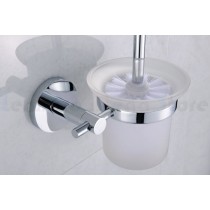 Escova Sanitária de Metal Cromado com Suporte em Vidro - Acabamento Redondo - LMS-AB9510
