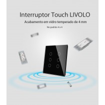 Interruptor Touch com 6 botões (4x4) com Função Paralelo - Preto - Livolo - LMS-VL-C506S-82