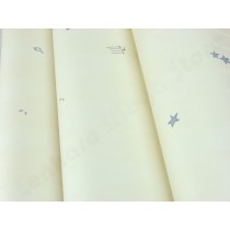Papel de Parede - Lindo desenho Creme com detalhes em Azul - Rolo com 10m x 53cm - LMS-PPD-A5101