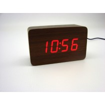 Relógio, Despertador e Sensor de Temperatura em MDF com Led Vermelho e Corpo Marrom - LMS-R1294VM