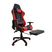 Cadeira Gamer Giratória com Regulagem de Encosto e Braços + Descanso para Pernas - Preta e Vermelha - LMS-BY-8-182-T2