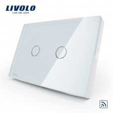 Acabamento de vidro para Interruptor Livolo com 2 botões - BRANCO - LMS-VL-BB-C8-C2-11