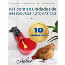Kit com 10 Bebedouros para Galinha / Automático / Copinho / Copo / Bebedor para Aves, Galinha, Frangos, Codornas com Pistão - LMS-DW-BP-1010