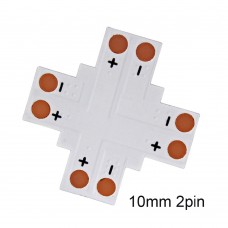 Kit de 5 Conectores para Fita LED 10mm - 2 Pinos em Cruz (+) (SMD5050, 5630, 7020 e 7080) / Unitário - LMS-K5C2PCZ-10MM