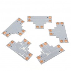 Kit de 5 Conectores para Fita LED 10mm - 2 Pinos em T (SMD5050, 5630, 7020 e 7080) - LMS-K5C2PT-10MM