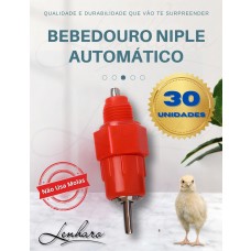 Kit com 30 Bebedouros Automáticos padrão Niple para Aves, Galinha, Frangos, Codornas / Bebedor - LMS-DW-BN-1030 - Lenharo