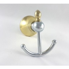 Porta Toalha Gancho / Toalheiro em Metal Dourado com Cromado - Acabamento Redondo - LMS-AB5301G